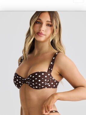 Vacay Swimwear “Rhodes” Polka Dot Bikini Top - Chocolate
